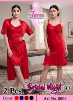 Women's Luxury Satin Nighty with Matching Gown (2 Pcs)